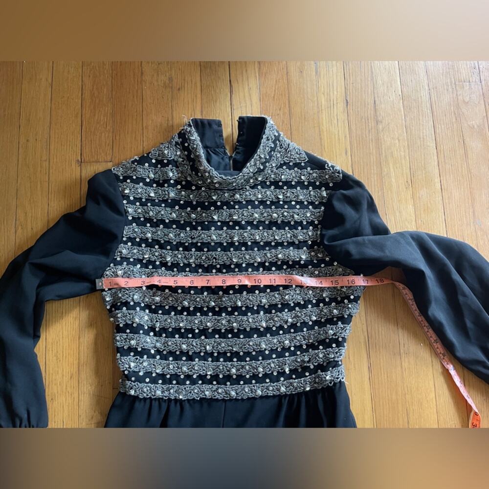 60s Vintage Long Sleeved Beaded Dress - Picture 8 of 8